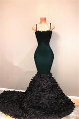 Spaghetti-straps prom dress, mermaid evening party gowns on sale