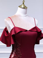 Wine Red Mermaid Sweetheart Straps Long Formal Dress, Wine Red Prom Dress