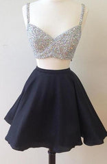 v neck two pieces sleeveless rhinestone sparkle a line pleated chiffon homecoming dresses