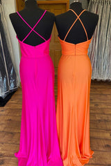 Orange Surplice Neck Backless Long Formal Dress