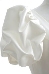 White V-Neck Satin Long Formal Dress, Wedding Formal Dress