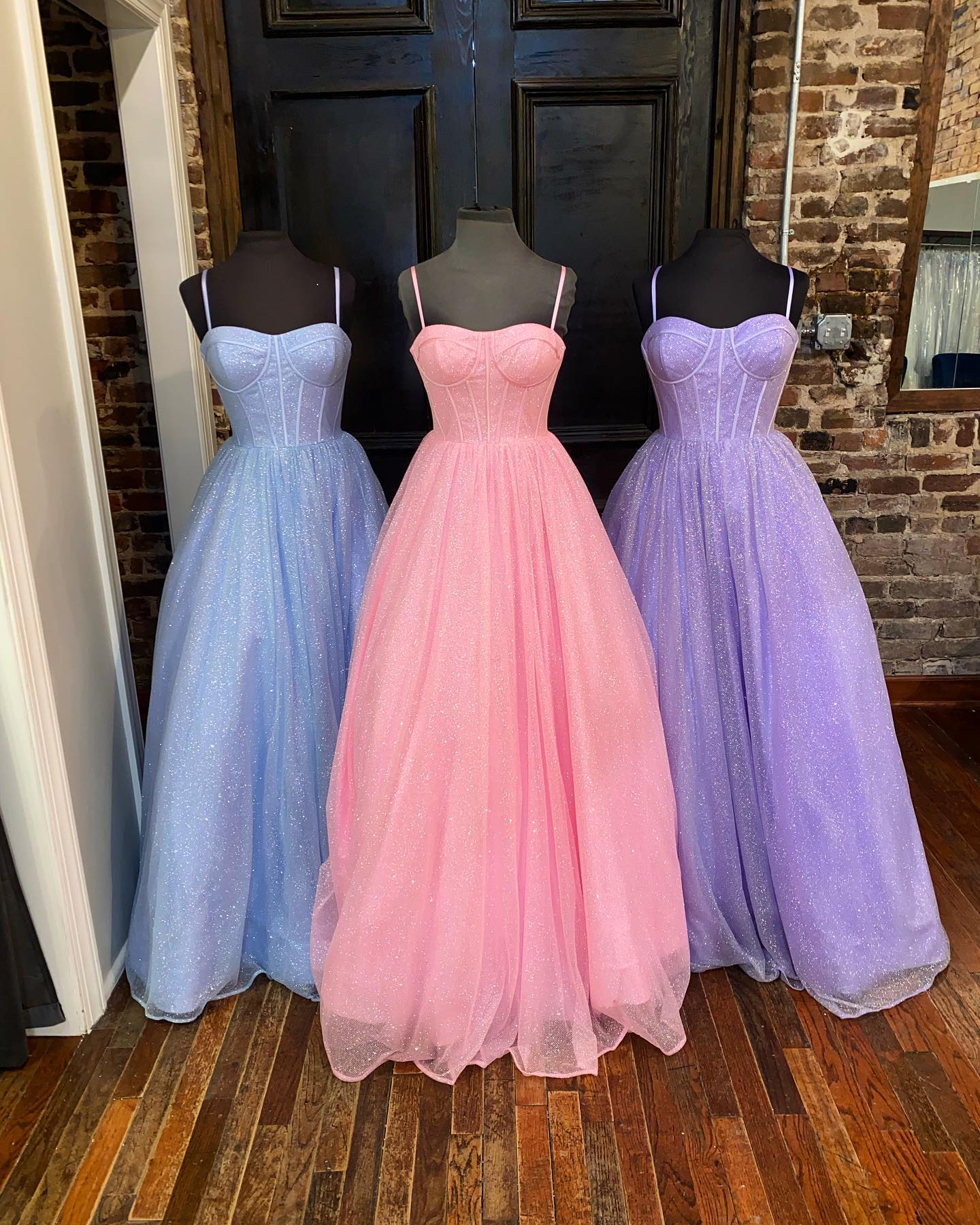 Princess Light Blue A-line Straps Long Prom Gown