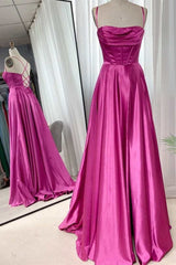 Barbie Pink Cowl Neck Lace-Up A-Line Prom Dress