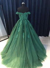 Off Shoulder Lace A Line Long Custom Evening Prom Dresses