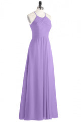 Sage Green Chiffon Halter Backless Long Bridesmaid Dress