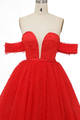 Red Off-the-Shoulder Bustier A-Line Short Homecoming Dress