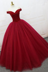 Off the Shoulder Red Ball Gown