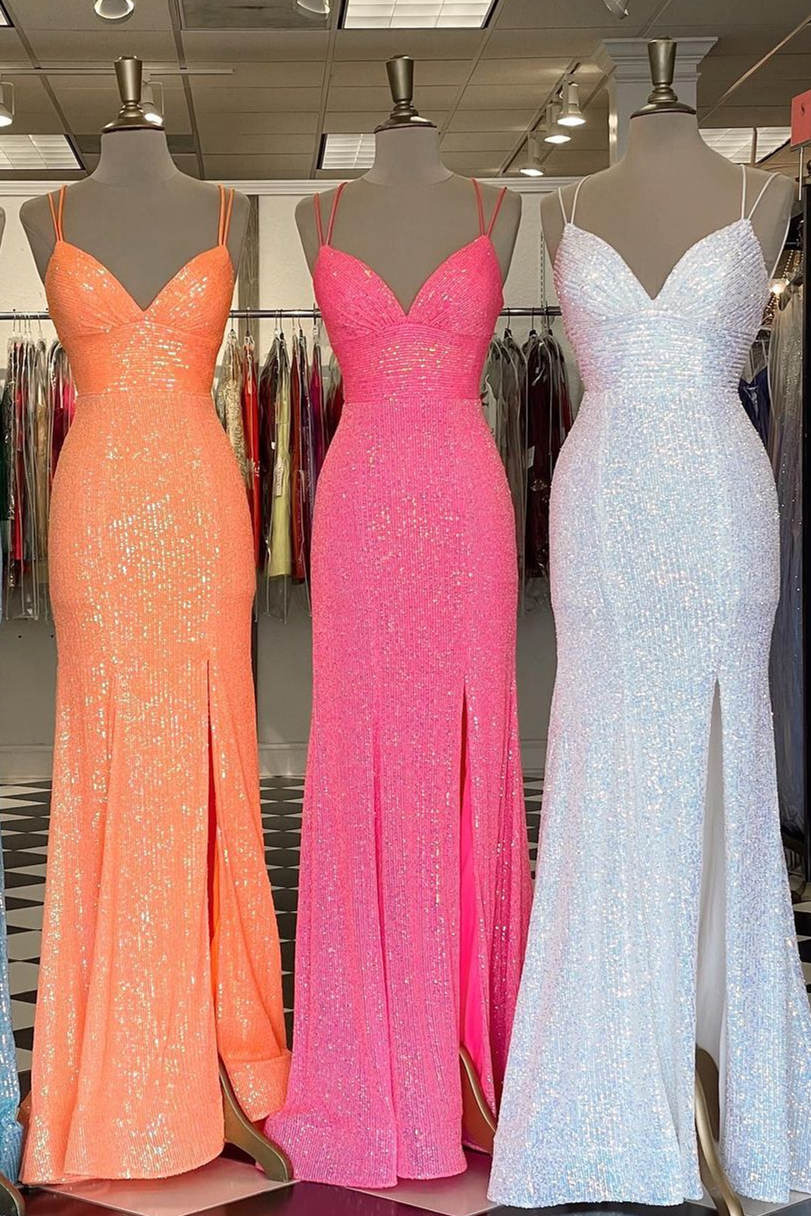 Stunning Straps Sequined Mermaid Long Prom Dress