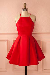 Short Straps Red Prom Dresses, Cheap Homecoming Dress, For Girls