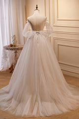 Charming Spaghetti Straps Ball Gown Off The Shoulder A Line Tulle Long Prom Dresses