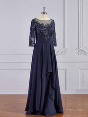 A-Line/Princess Bateau Floor-Length Chiffon Mother of the Bride Dresses With Appliques Lace