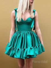 A-Line/Princess Sweetheart Short/Mini Taffeta Homecoming Dresses With Ruffles