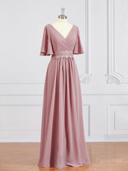 A-Line/Princess V-neck Chiffon Floor-Length Mother of the Bride Dresses