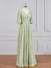 A-Line/Princess V-neck Floor-Length Chiffon Mother of the Bride Dresses