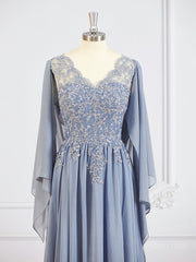 A-Line/Princess V-neck Floor-Length Chiffon Mother of the Bride Dresses With Appliques Lace