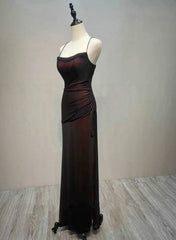 Black and Red Straps Long Simple Party Dress, Black and Red Prom Dress