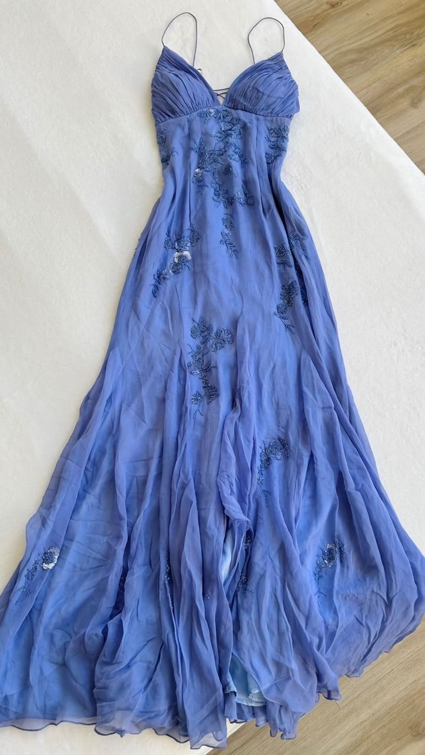 Blue long prom dresses, evening dresses,Satin party dresses, formal dress