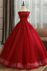 Burgundy tulle lace long prom dress burgundy tulle formal dress