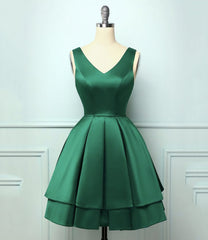 Green Satin Short Homecoming Dress