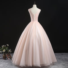 Charming Pink Flowers Ball Gown Long Sweet 16 Dress, Pink Prom Dress