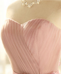 Cute Sweetheart Neck Tulle Short Prom Dress, Pink Bridesmaid Dress