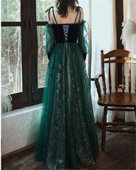 elegant dark green lace gown Prom Dress