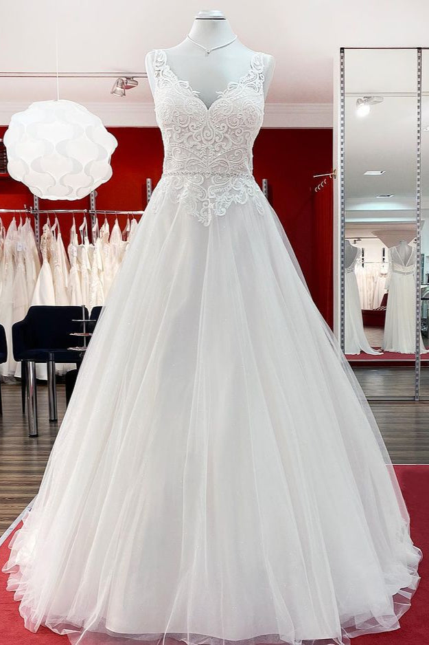 Elegant Long A-line Princess Tulle Sweetheart Ruffles Wedding Dress