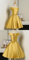 Gold Bridesmaid Dress, Short Bridesmaid Dress, Elegant Party Dress, Short Homecoming Dresses, Short Prom Dresses