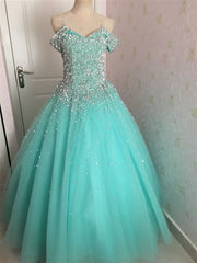 Glam Sequins Off the Shoulder Ball Gown Sweetheart Gowns, Quinceanera Dress