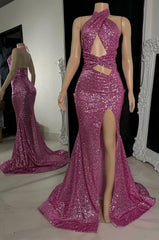 unique halter sequins mermaid prom dress black girls slay