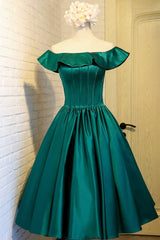 Cute Satin Short Prom Dress, Green A-Line Homecoming Dress