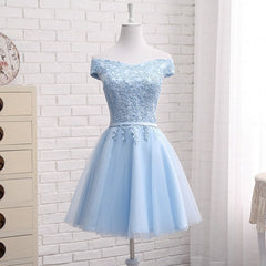 Light Blue Party Dress, Charming Blue Bridesmaid Dress , Party Dress