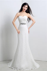 Mermaid Sweetheart Lace Rhinestone Long Wedding Dresses