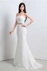 Mermaid Sweetheart Lace Rhinestone Long Wedding Dresses