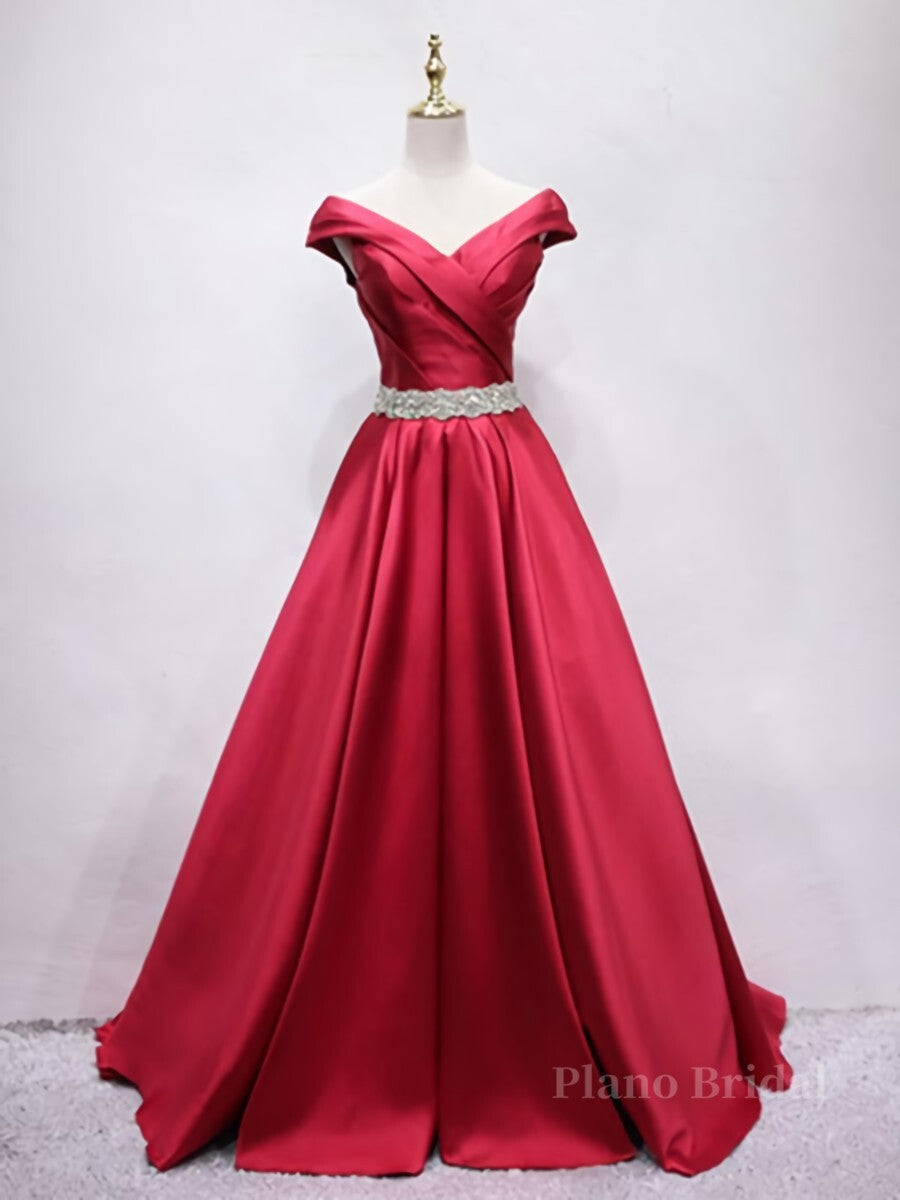 Off the Shoulder Burgundy Long Prom Dresses, Off Shoulder Wine Red Formal Evening Dresses