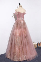 Pink tulle lace long prom dress pink tulle formal dress