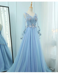 Beautiful Tulle Light Blue Floor Length Prom Dress, New Party Dress