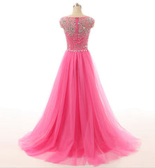 Pink Prom Dresses, Pink Evening Gowns Simple Formal Dresses, Prom Dresses, Teens Fashion Evening Gown Beadings Evening Dress, Pink Party Dress, Prom Gowns