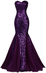 Sequin Long Sparkly Dark Salmon Purple Evening Dress, Elegant Formal Dresses, Mermaid Evening Gowns High Quality