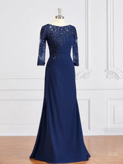 Sheath/Column Bateau Floor-Length Chiffon Mother of the Bride Dresses With Appliques Lace