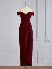 Sheath/Column Off-the-Shoulder Floor-Length Stretch Crepe Mother of the Bride Dresses With Ruffles