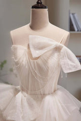 Short Light Champagne Tulle Prom Dresses, Short Champagne Tulle Formal Homecoming Dresses