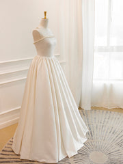 Simple ivory Satin Long Prom Dress, ivory Long Formal Dresses