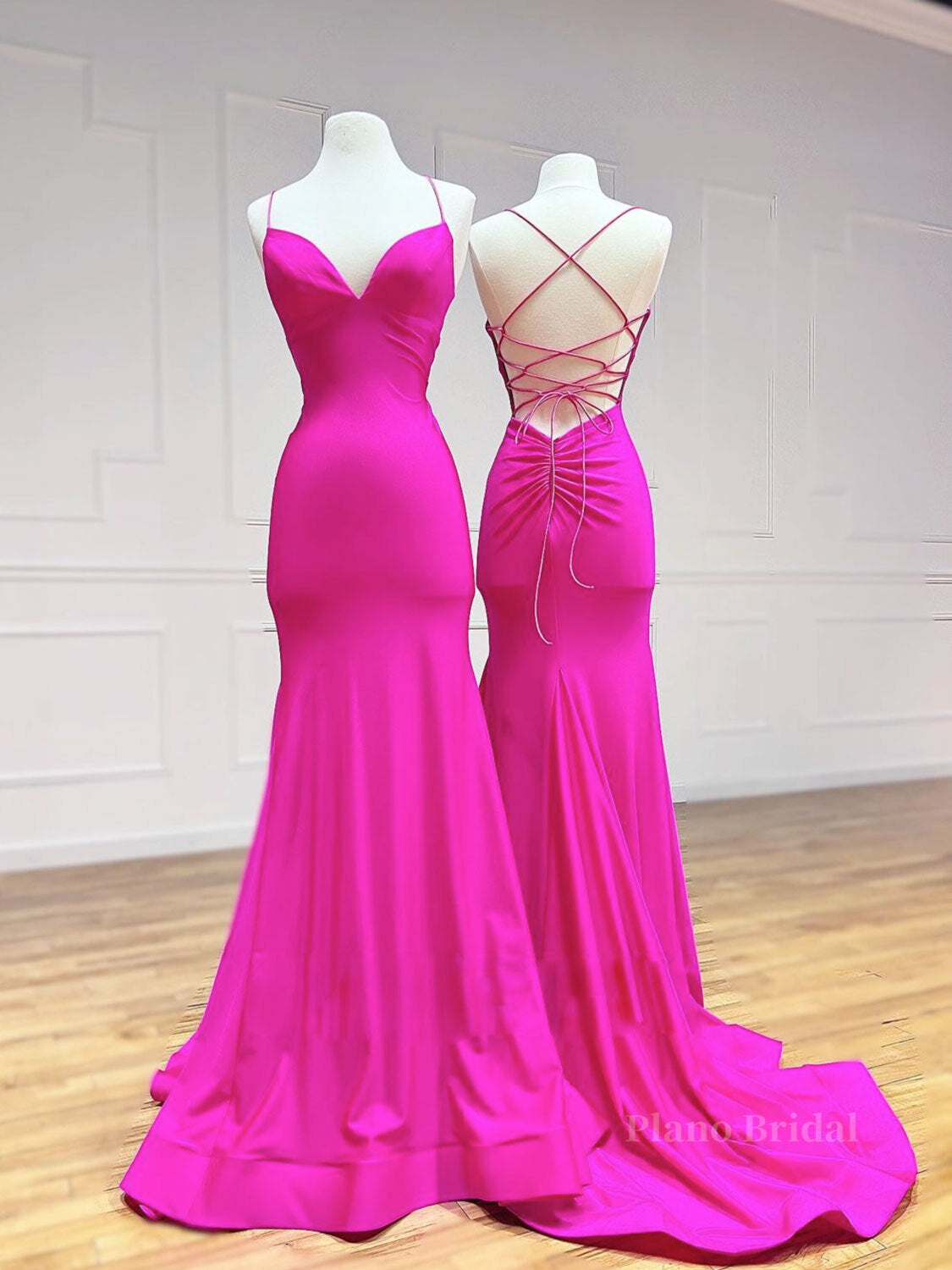 Simple Mermaid Long Prom Dresses, Backless Satin Long Evening Dresses