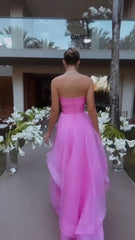 simple pink prom dress,modest evening dresses