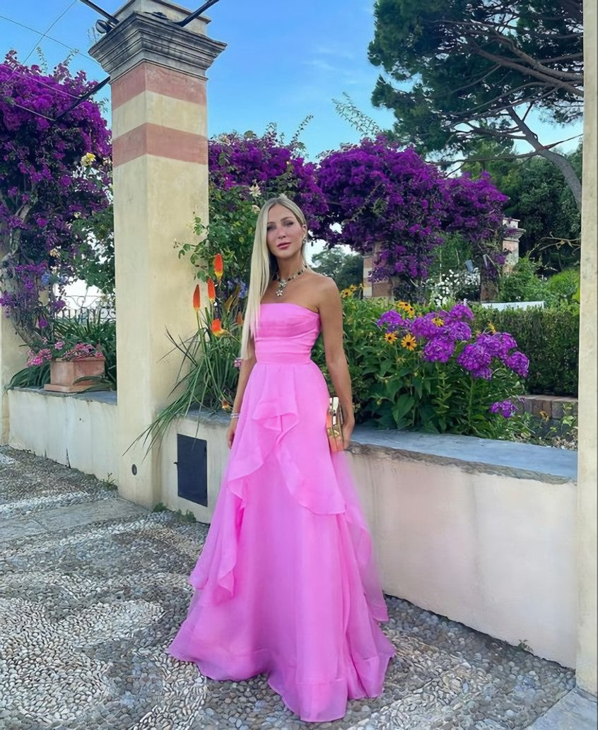 Unique Strapless A Line Prom Dresses Long,Gala Dress Formal