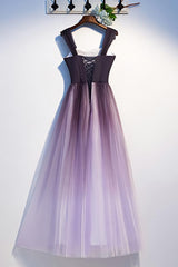 Unique A Line Ombre Purple Beading Prom Dresses With Lace Up Long Dance Dresses