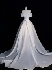 White Organza Long Prom Dresses, White Long Evening Dress